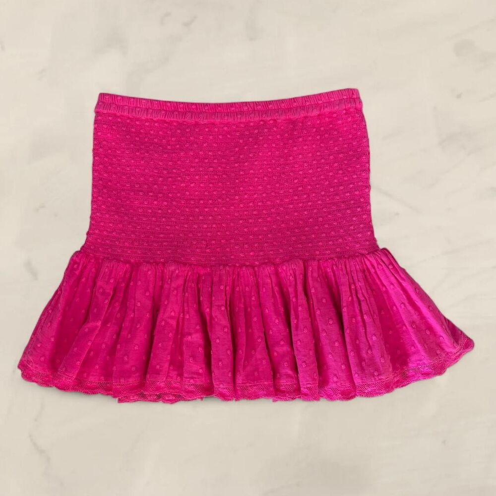 LOVESHACKFANCY Mila Swiss Dot Mini Skirt size medium